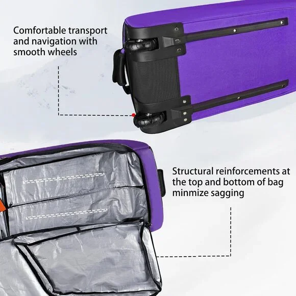 Ski Bag with Wheels - Fits 2 Pairs Skis (190cm)